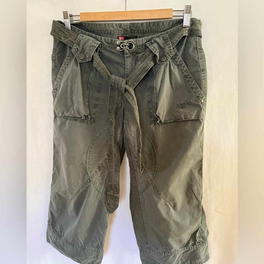 Diesel Olive Cargo 3/4 pants with Built-In Belt